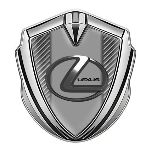 Lexus Seitenflugel Emblem Aufkleber Silbertonfarbe Grau Carbon mit Dunkles Stahl Logo