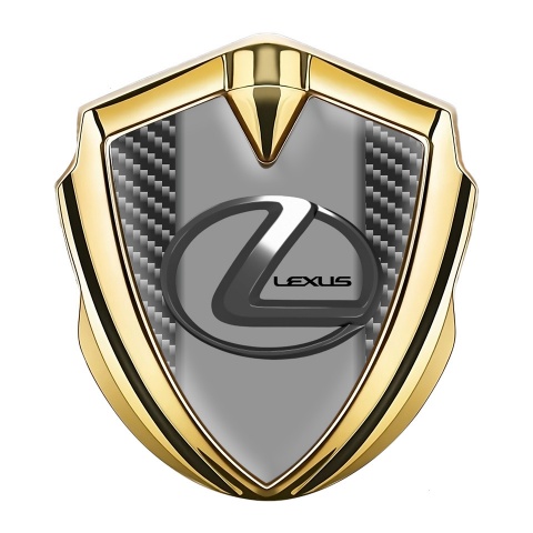 Lexus Emblem Auto Zeichen Goldtonfarbe Dunkles Carbon und Grau logo Panel