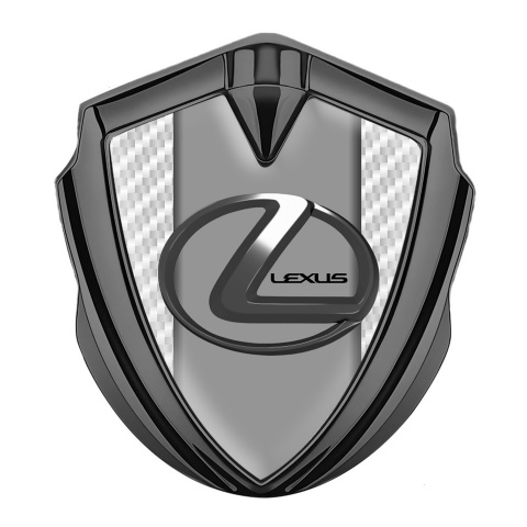 Lexus Emblem Logo Schriftzug Aufkleber Graphit Tonfarbe Weiss Kohlenstoff mit Grau Logo Panel