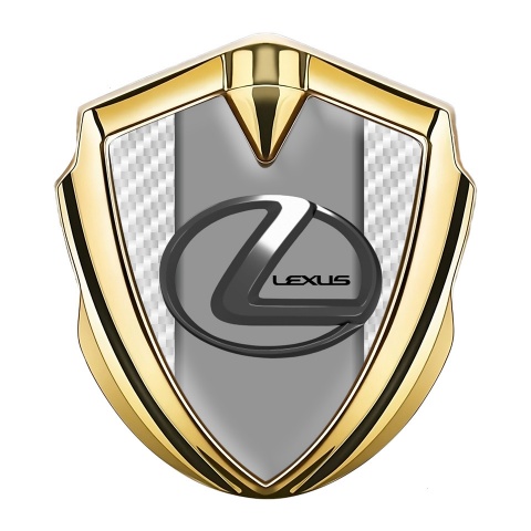 Lexus Emblem Logo Schriftzug Aufkleber Goldtonfarbe Weiss Kohlenstoff mit Grau Logo Panel