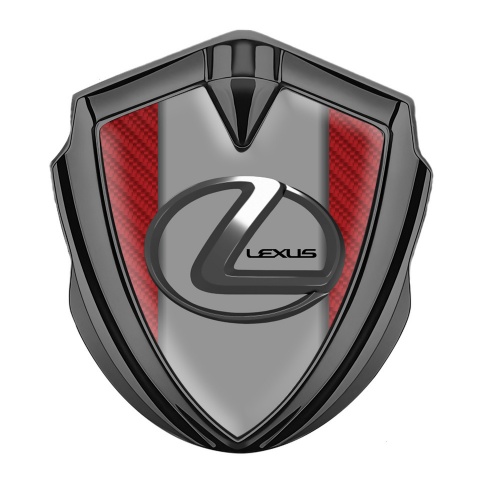 Lexus Seitenflugel Emblem Aufkleber Graphit Tonfarbe Rote Kohlenstoff mit Grau Logo Panel