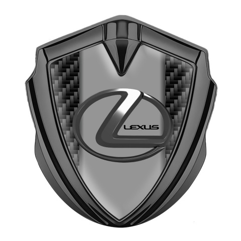 Lexus Emblem Abzeichen Graphit Tonfarbe Schwarz Kohlenstoff mit Grau Logo Panel