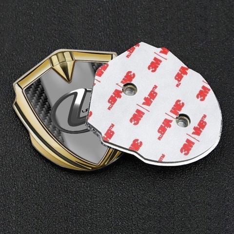 Lexus Emblem Abzeichen Goldtonfarbe Schwarz Kohlenstoff mit Grau Logo Panel