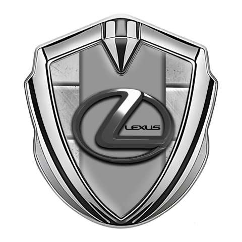 Lexus Emblem Auto Zeichen Silbertonfarbe Steinplatten Basis mit Grau Logo Panel