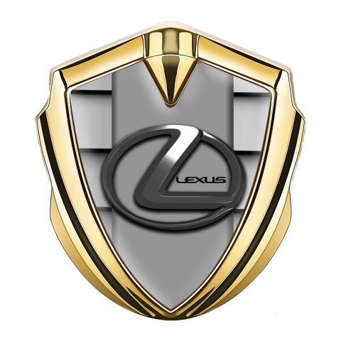 Lexus Emblem Aufkleber Autozubehor Goldtonfarbe Auto Gitter Effekt und Grau Logo Panel