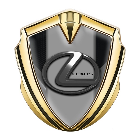 Lexus Emblem Logo Schriftzug Aufkleber Goldtonfarbe Schwarz Grau Design