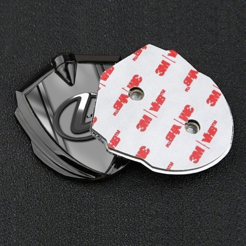 Lexus Emblem Abzeichen selbstklebend Graphit Tonfarbe Metall Rahmen Basis mit Grau Logo Panel