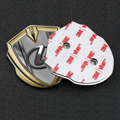 Lexus Emblem Abzeichen selbstklebend Goldtonfarbe Metall Rahmen Basis mit Grau Logo Panel
