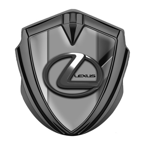 Lexus Emblem Auto Zeichen Graphit Tonfarbe Grau Details mit Chrom Logo