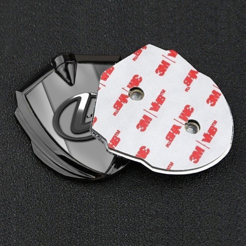 Lexus Emblem Auto Zeichen Graphit Tonfarbe Grau Details mit Chrom Logo