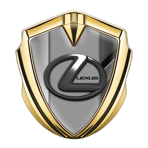 Lexus Emblem Auto Zeichen Goldtonfarbe Grau Details mit Chrom Logo