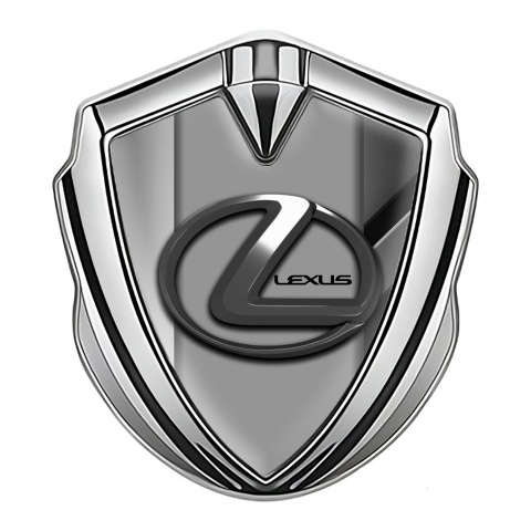 Lexus Emblem Auto Zeichen Silbertonfarbe Grau Details mit Chrom Logo