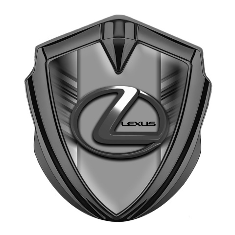 Lexus Emblem Abzeichen Graphit Tonfarbe Grau Kratzer Basis mit Chrom Logo Design