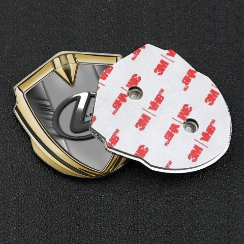 Lexus Emblem Abzeichen Goldtonfarbe Grau Kratzer Basis mit Chrom Logo Design