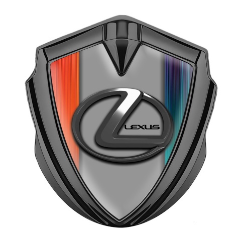 Lexus Selbstklebendes Metallaufkleber Emblem Graphit Tonfarbe Orange Blau Basis mit Grau Logo Panel