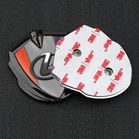 Lexus Selbstklebendes Metallaufkleber Emblem Graphit Tonfarbe Orange Blau Basis mit Grau Logo Panel