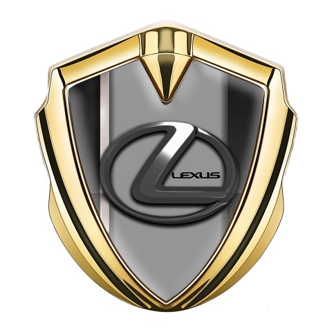 Lexus Emblem Abzeichen selbstklebend Goldtonfarbe Schwarz Basis mit Grau Sport band Stil