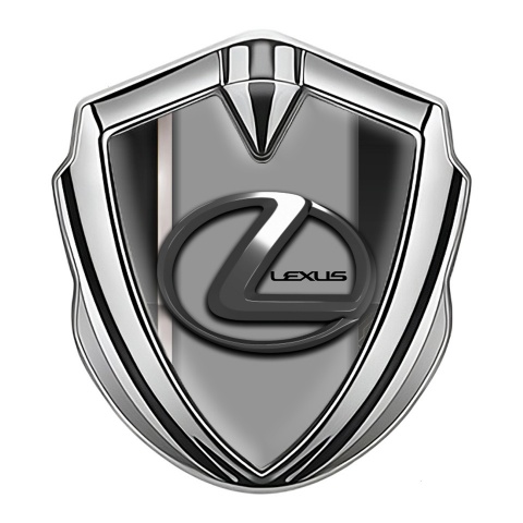 Lexus Emblem Abzeichen selbstklebend Silbertonfarbe Schwarz Basis mit Grau Sport band Stil