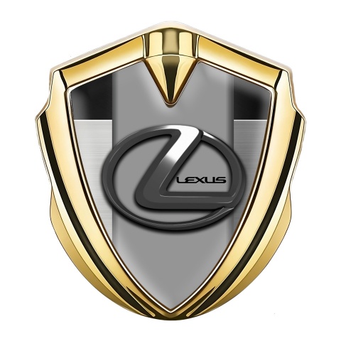 Lexus Emblem Auto Zeichen Goldtonfarbe Metall Basis effekt mit Chrom Logo