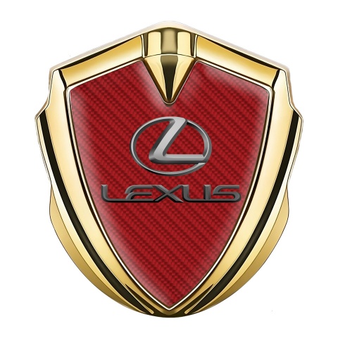 Lexus Selbstklebendes Metallaufkleber Emblem Goldtonfarbe Rote Carbon Auflage