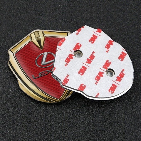 Lexus Selbstklebendes Metallaufkleber Emblem Goldtonfarbe Rote Carbon Auflage