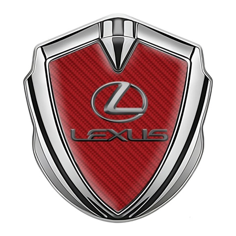 Lexus Selbstklebendes Metallaufkleber Emblem Silbertonfarbe Rote Carbon Auflage