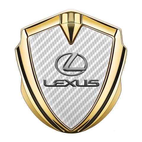 Lexus Emblem Logo Schriftzug Aufkleber Goldtonfarbe Weiss Carbon Auflage