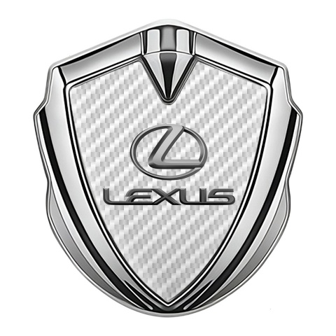 Lexus Emblem Logo Schriftzug Aufkleber Silbertonfarbe Weiss Carbon Auflage