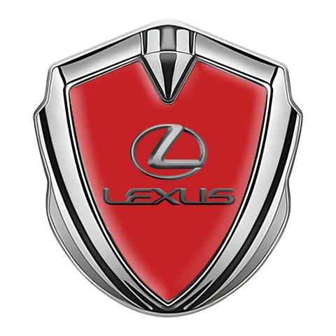 Lexus Abzeichen selbstklebend Silbertonfarbe Rote Auflage