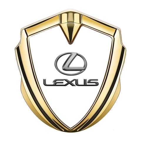 Lexus Emblem Abzeichen selbstklebend Goldtonfarbe Weiss auflage