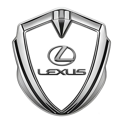 Lexus Emblem Abzeichen selbstklebend Silbertonfarbe Weiss auflage