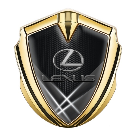 Lexus Emblem Logo Schriftzug Aufkleber Goldtonfarbe Weiss Lichter Auflage