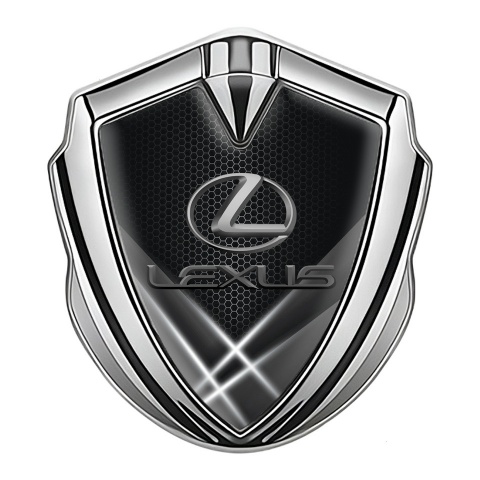 Lexus Emblem Logo Schriftzug Aufkleber Silbertonfarbe Weiss Lichter Auflage
