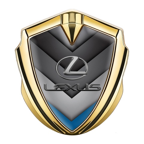 Lexus Emblem Abzeichen Goldtonfarbe Grau Blau V Form Elemente Auflage