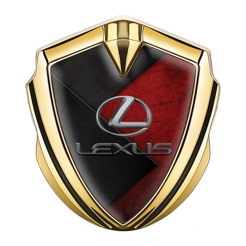 Lexus Abzeichen selbstklebend Goldtonfarbe Rote Schwarz Oberflache Auflage
