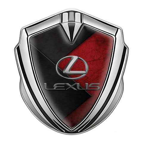 Lexus Abzeichen selbstklebend Silbertonfarbe Rote Schwarz Oberflache Auflage