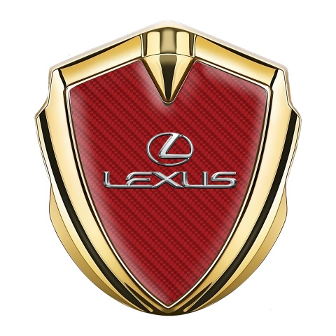 Lexus Selbstklebendes Metallaufkleber Emblem Goldtonfarbe Rote Kohlenstoff Stil