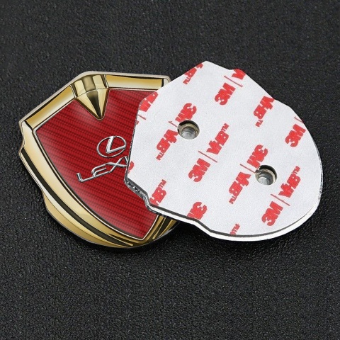 Lexus Selbstklebendes Metallaufkleber Emblem Goldtonfarbe Rote Kohlenstoff Stil