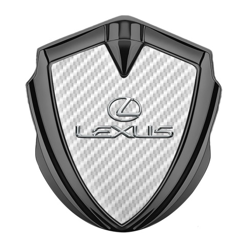 Lexus Emblem Logo Schriftzug Aufkleber Graphit Tonfarbe Weiss Kohlenstoff Stil