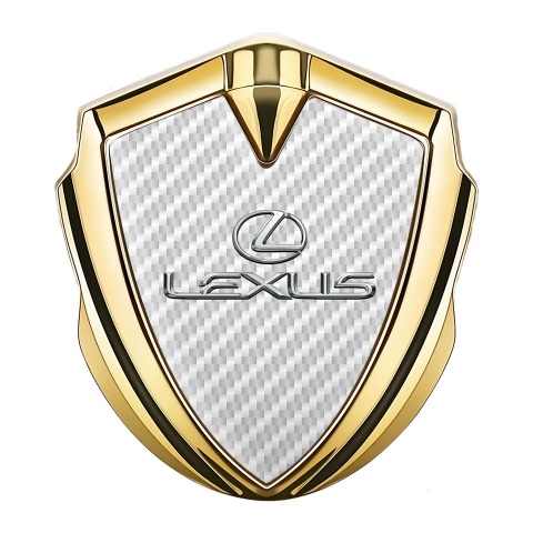 Lexus Emblem Logo Schriftzug Aufkleber Goldtonfarbe Weiss Kohlenstoff Stil