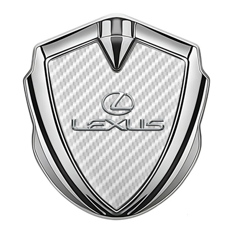 Lexus Emblem Logo Schriftzug Aufkleber Silbertonfarbe Weiss Kohlenstoff Stil