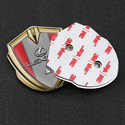 Lexus Emblem Abzeichen selbstklebend Goldtonfarbe Rote Grau Druck