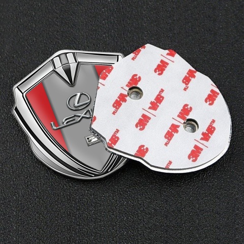Lexus Emblem Abzeichen selbstklebend Silbertonfarbe Rote Grau Druck
