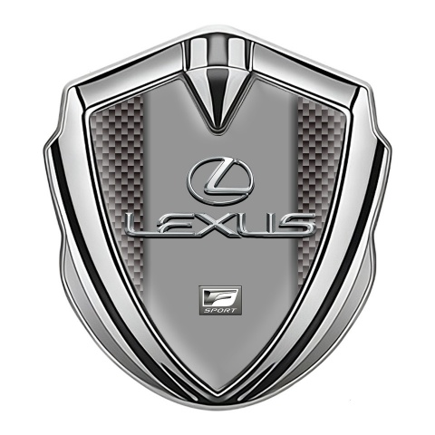 Lexus Seitenflugel Emblem Aufkleber Silbertonfarbe Braun Carbon mit Klassisch Logo