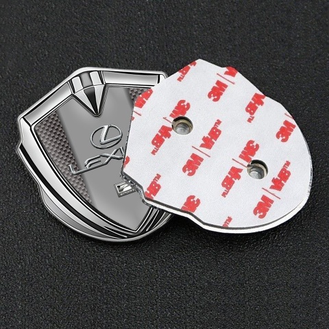 Lexus Seitenflugel Emblem Aufkleber Silbertonfarbe Braun Carbon mit Klassisch Logo