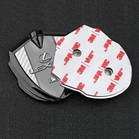 Lexus Emblem Abzeichen Graphit Tonfarbe Weiss Carbon mit Klassisch Logo