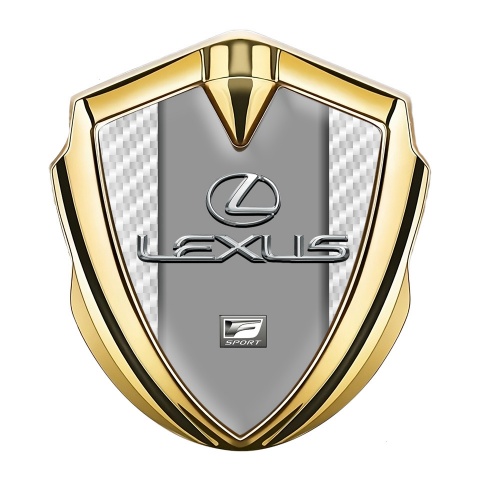 Lexus Emblem Abzeichen Goldtonfarbe Weiss Carbon mit Klassisch Logo