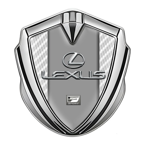 Lexus Emblem Abzeichen Silbertonfarbe Weiss Carbon mit Klassisch Logo