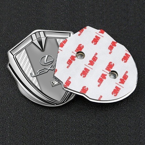 Lexus Emblem Abzeichen Silbertonfarbe Weiss Carbon mit Klassisch Logo