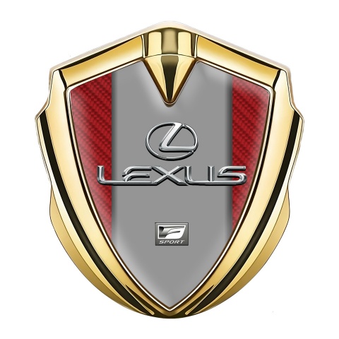 Lexus Abzeichen selbstklebend Goldtonfarbe Rote Carbon mit Klassisch Logo